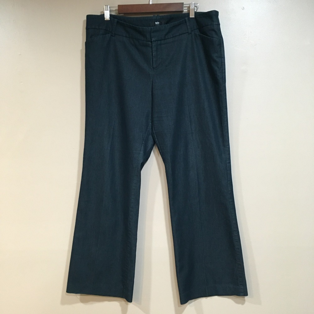 Mossimo Straight Leg Trouser Jeans Women 16 Fit 3 Dark Wash Stretch Navy Classic